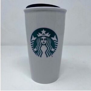 2016 Starbucks Ceramic Tumbler 12oz 
White ceramic green logo with top